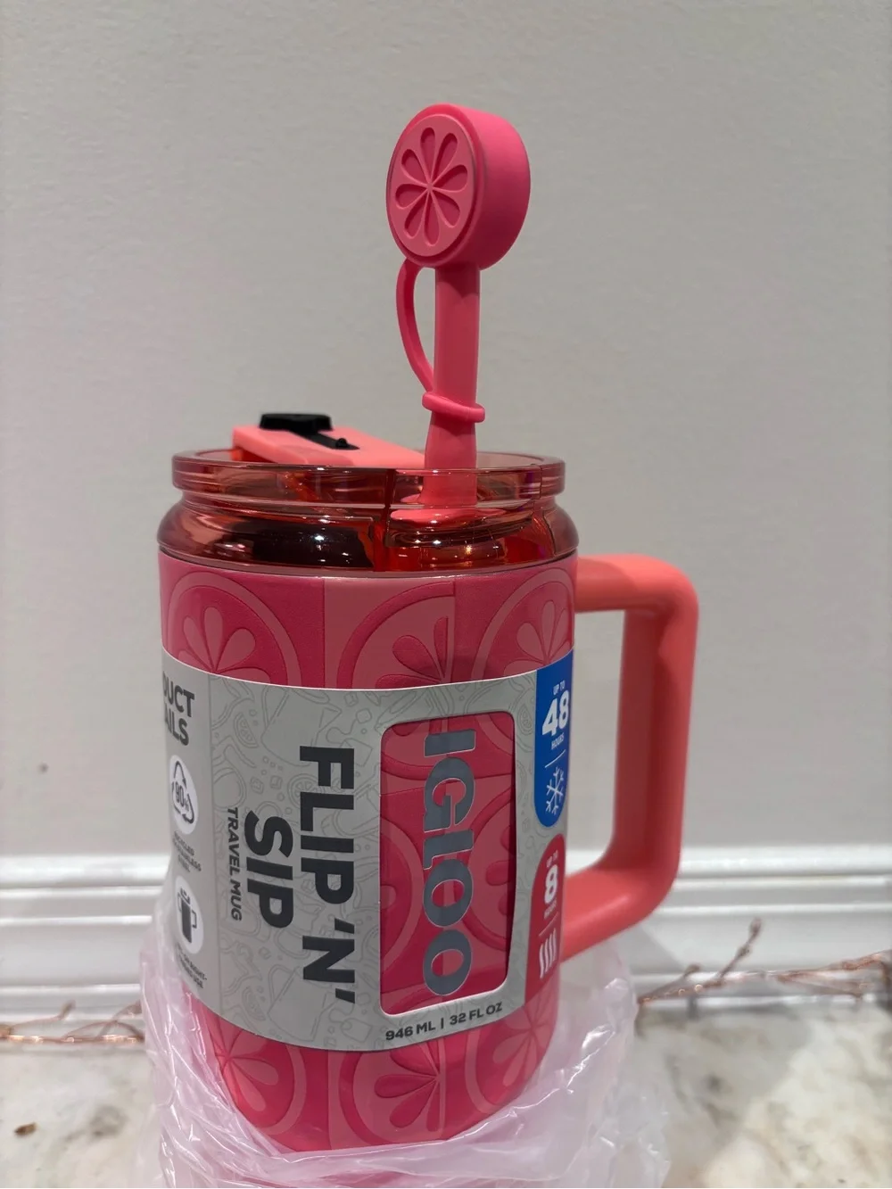 Igloo Citrus Collection Flip'N Sip Insulated Travel Mug with Handle